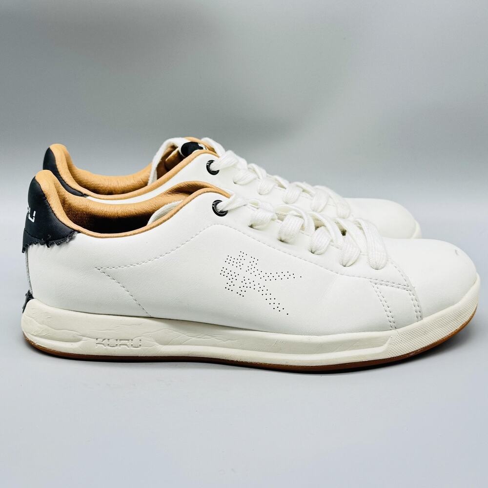 KURU Shoes Womens 7.5 White Leather Walking Sneakers Casual Low Top Gum Sole